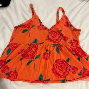 Orange rose spaghetti strap shirt L